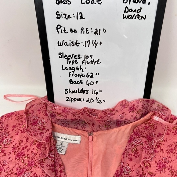 David Warren NY Ditsy Floral Ruffles Long Maxi Dress Ruffles Size 12 Dusty Rose - Picture 3 of 16